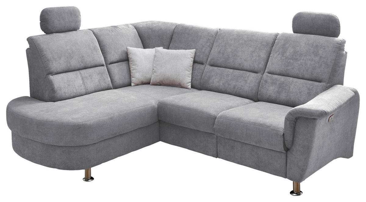 ECKSOFA in Mikrofaser Grau  - Chromfarben/Grau, Konventionell, Textil/Metall (184/231cm) - Livetastic