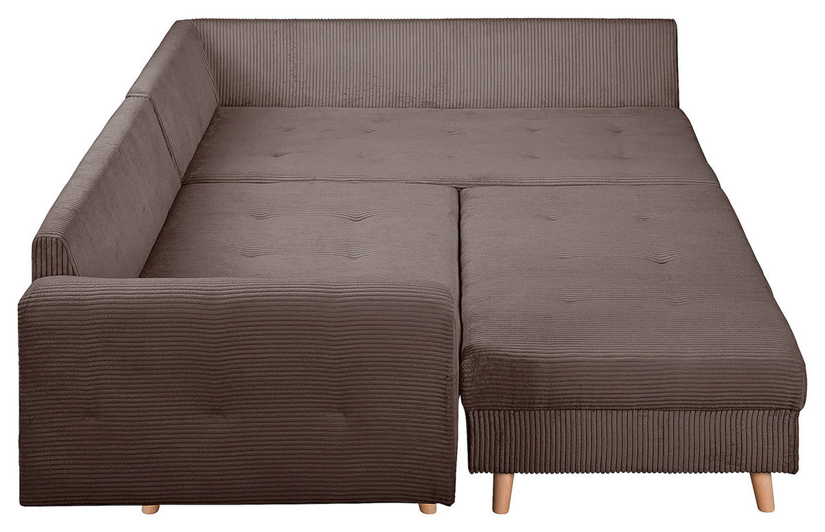 ECKSOFA inkl. Hocker Ariella Braun Cord  - Naturfarben/Braun, Design, Holz/Textil (231/161cm) - Livetastic