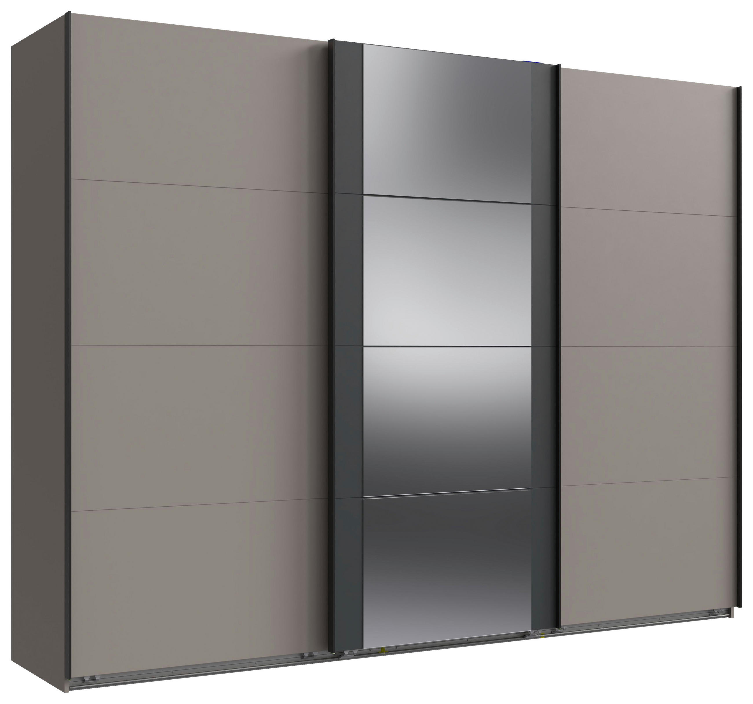 SCHWEBETÜRENSCHRANK  in Graphitfarben, Sahara  - Schwarz/Graphitfarben, KONVENTIONELL, Glas/Holzwerkstoff (270/208/64cm) - Carryhome