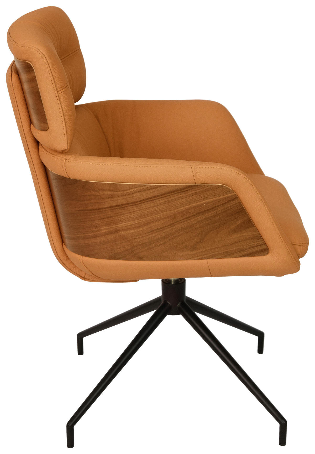 ARMLEHNSTUHL  in Eisen Echtleder pigmentiert  - Cognac/Walnussfarben, Design, Leder/Holz (62/92/66cm) - Dieter Knoll