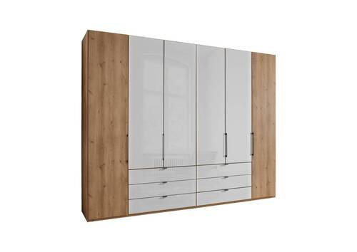 FALTTÜRENSCHRANK in Weiss, Eiche Bianco  - Schieferfarben/Weiss, Konventionell, Glas/Holzwerkstoff (300/216/58cm) - Dieter Knoll