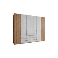 FALTTÜRENSCHRANK in Weiss, Eiche Bianco  - Schieferfarben/Weiss, Konventionell, Glas/Holzwerkstoff (300/216/58cm) - Dieter Knoll