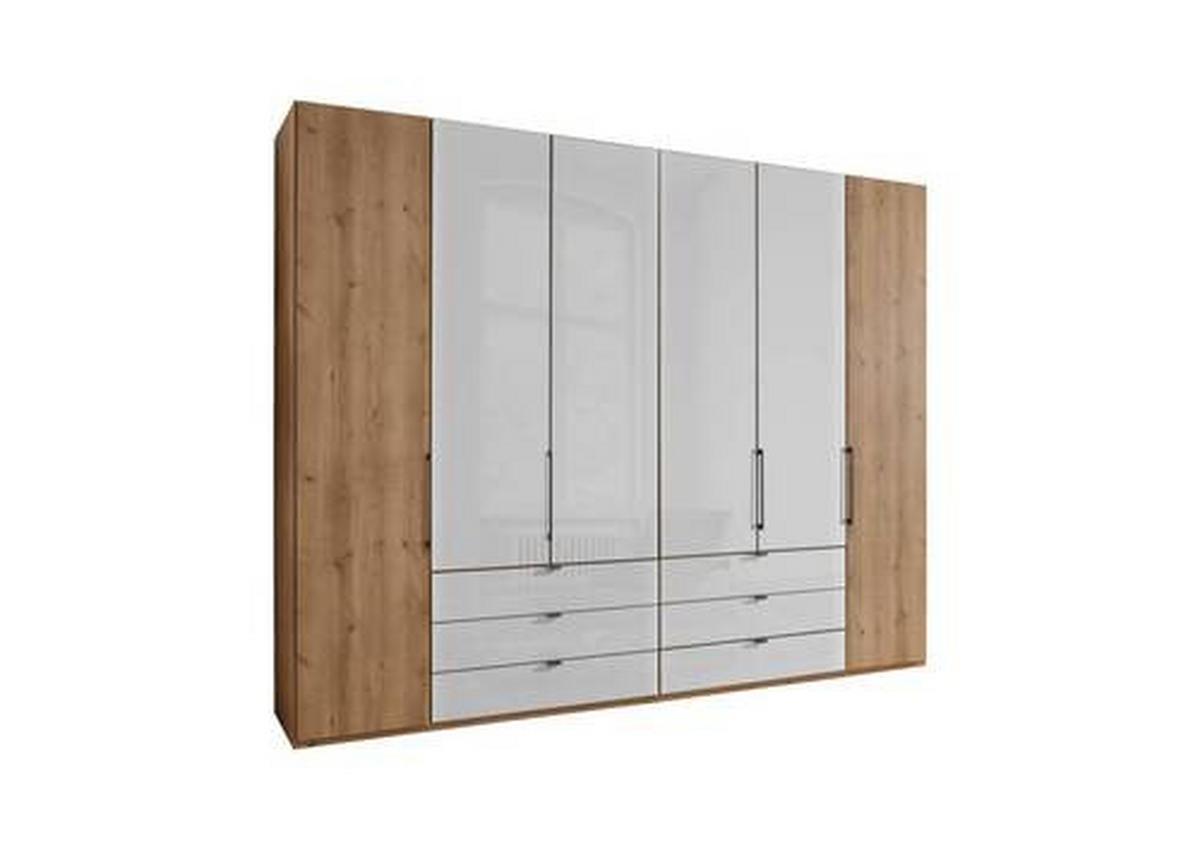 FALTTÜRENSCHRANK in Weiss, Eiche Bianco  - Schieferfarben/Weiss, Konventionell, Glas/Holzwerkstoff (300/216/58cm) - Dieter Knoll