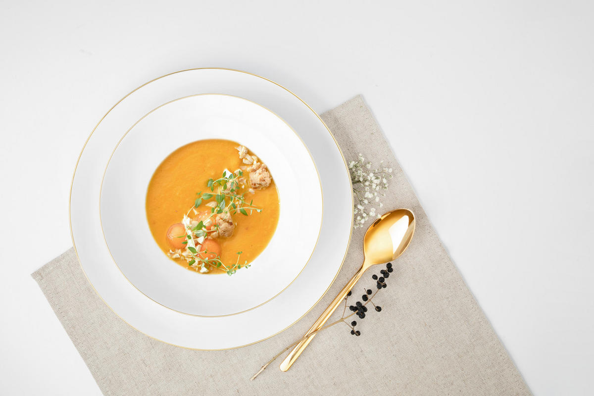 SUPPENTELLER Liberty 21 cm   - Goldfarben/Weiß, Basics, Keramik (21cm) - Seltmann Weiden