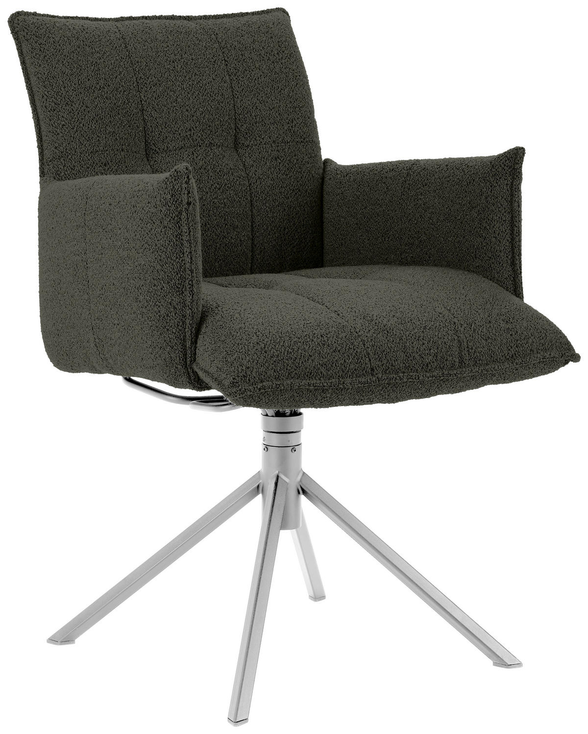 ARMLEHNSTUHL  in Flachgewebe  - Waldgrün/Edelstahlfarben, Design, Textil/Metall (55/85/65cm) - Valnatura