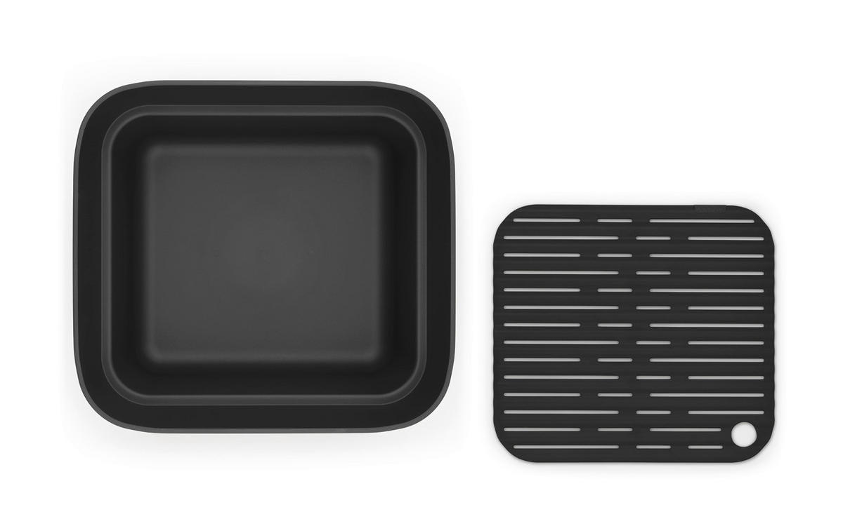 Diskbalja med Torkbricka  - mörkgrå, Basics, plast (37,4/34,4/16,1cm) - Brabantia