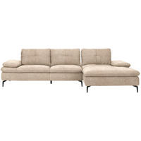 ECKSOFA  in Velours Sandfarben  301/179 cm  - Sandfarben/Schwarz, Design, Textil/Metall (301/179cm) - Chilliano