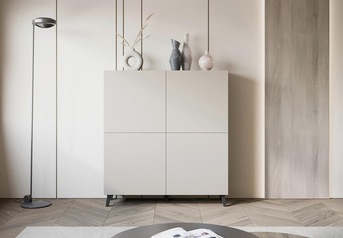 HIGHBOARD  in 120/128/39 cm  - Kaschmir/Beige, Design, Holzwerkstoff/Kunststoff (120/128/39cm) - Livetastic