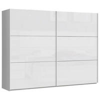 SCHWEBETÜRENSCHRANK in Weiss Hochglanz, Weiss  - Weiss Hochglanz/Weiss, Design, Holzwerkstoff/Metall (269,9/209,7/61,2cm) - home24