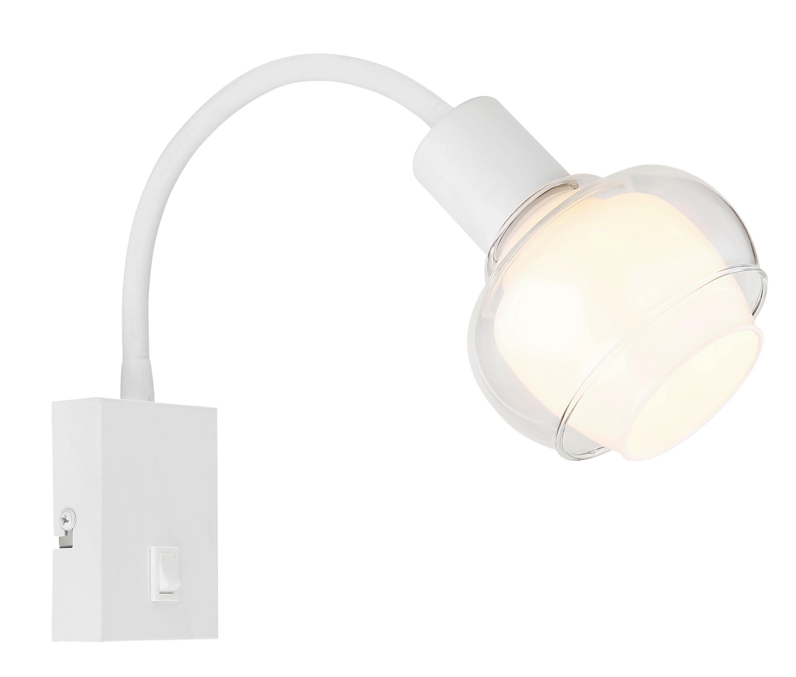 STENSKA SVETILKA ///230 V/E14 - bela/opal, Design, kovina/umetna masa (10,5/35,5/46,5cm) - Globo