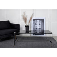 COUCHTISCH in Metall, Glas 130/60/48 cm  - Messingfarben/Schwarz, Design, Glas/Metall (130/60/48cm) - Livetastic
