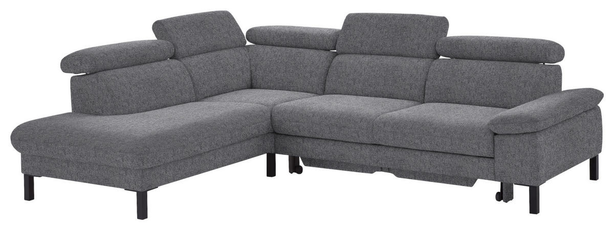 ECKSOFA in Flachgewebe Grau  - Schwarz/Grau, Design, Holzwerkstoff/Textil (217/272cm) - Pure Home Comfort