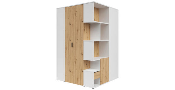 ECKKLEIDERSCHRANK 136/216/135 cm - Weiß/Eiche Artisan, KONVENTIONELL, Holzwerkstoff (136/216/135cm) - Xora