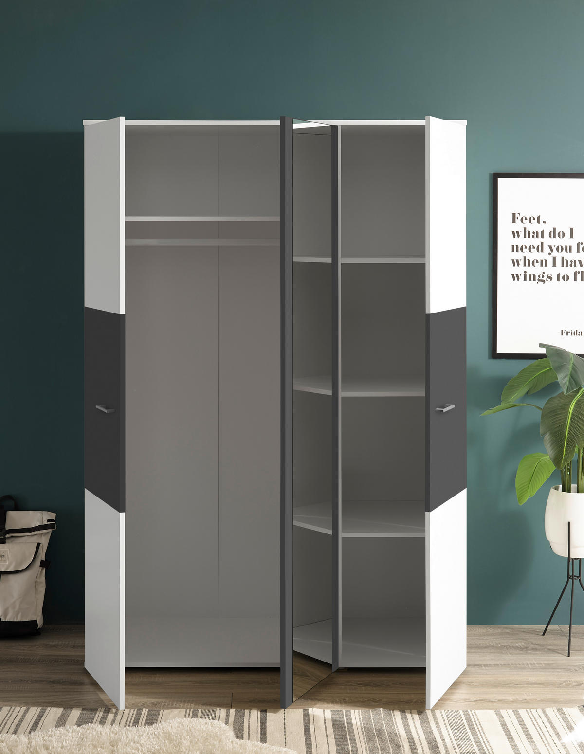DETSKÁ ŠATNÍKOVÁ SKRIŇA  - biela/grafitová, Modern, kompozitné drevo/plast (135/195/60cm) - Carryhome