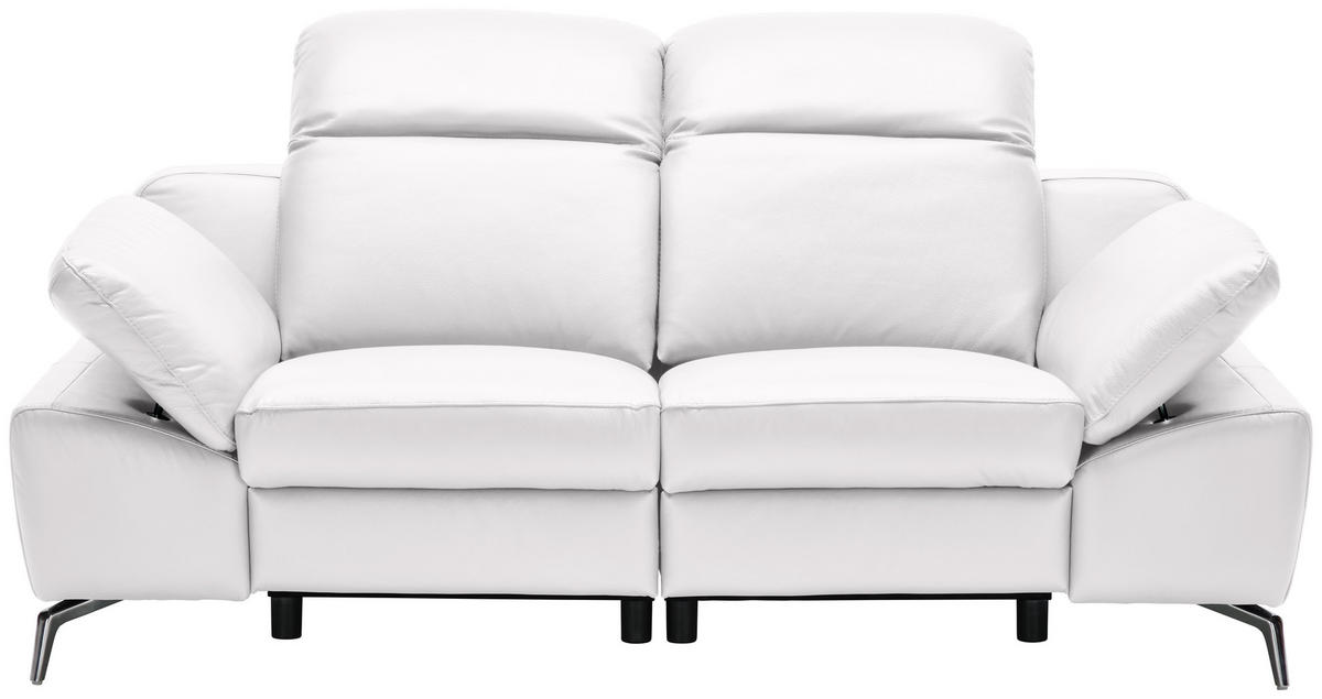 KÉTÜLÉSES KANAPÉ bőr fehér  - krómszínű/fekete, Design, műanyag/bőr (194/83-99/110cm) - Celina Home