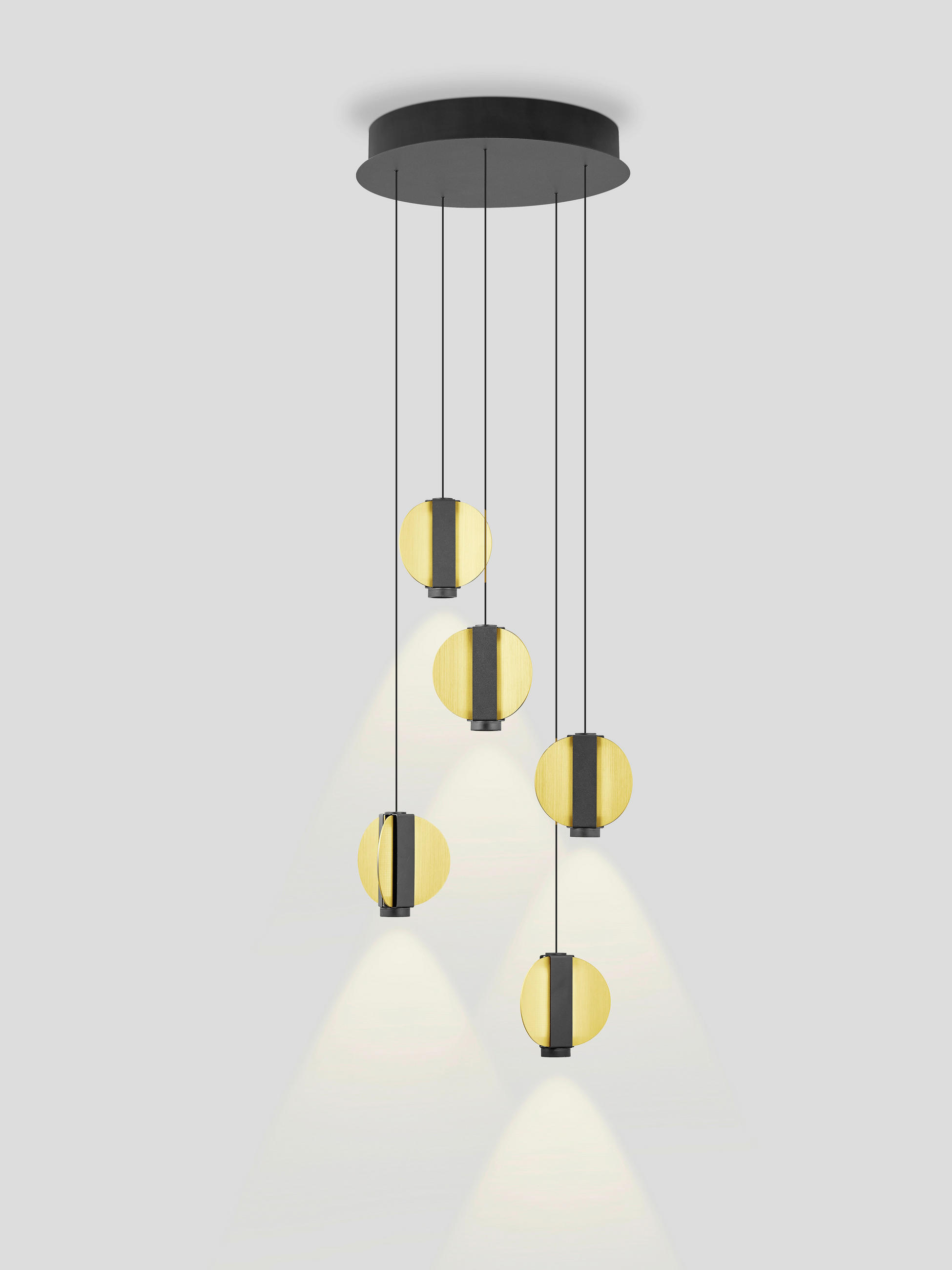 LED-PENDELLEUCHTE IRIS 33/60-180 cm   - Goldfarben/Schwarz, Trend, Metall (33/60-180cm) - Hell