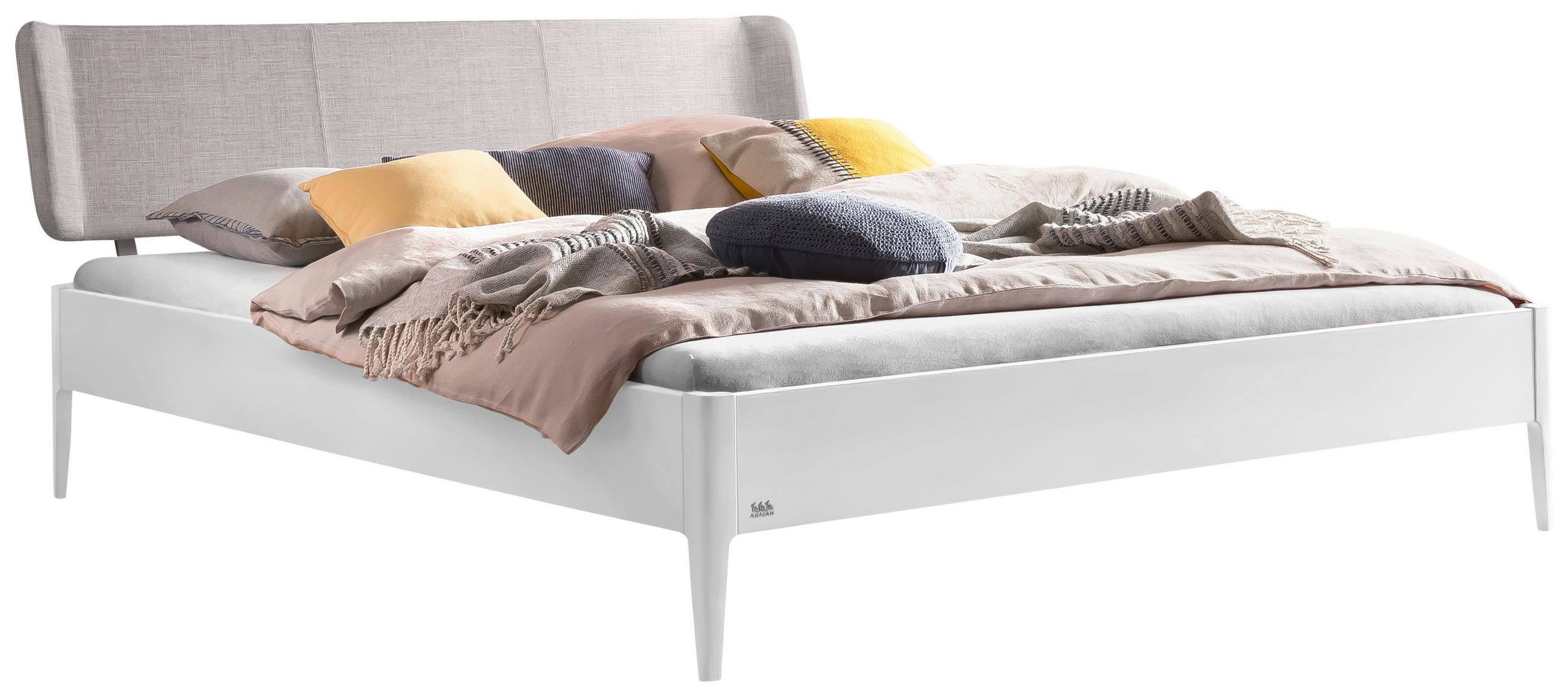 BETT 160/200 cm  in Weiß, Hellgrau  - Hellgrau/Weiß, MODERN, Holzwerkstoff/Textil (160/200cm) - Hasena