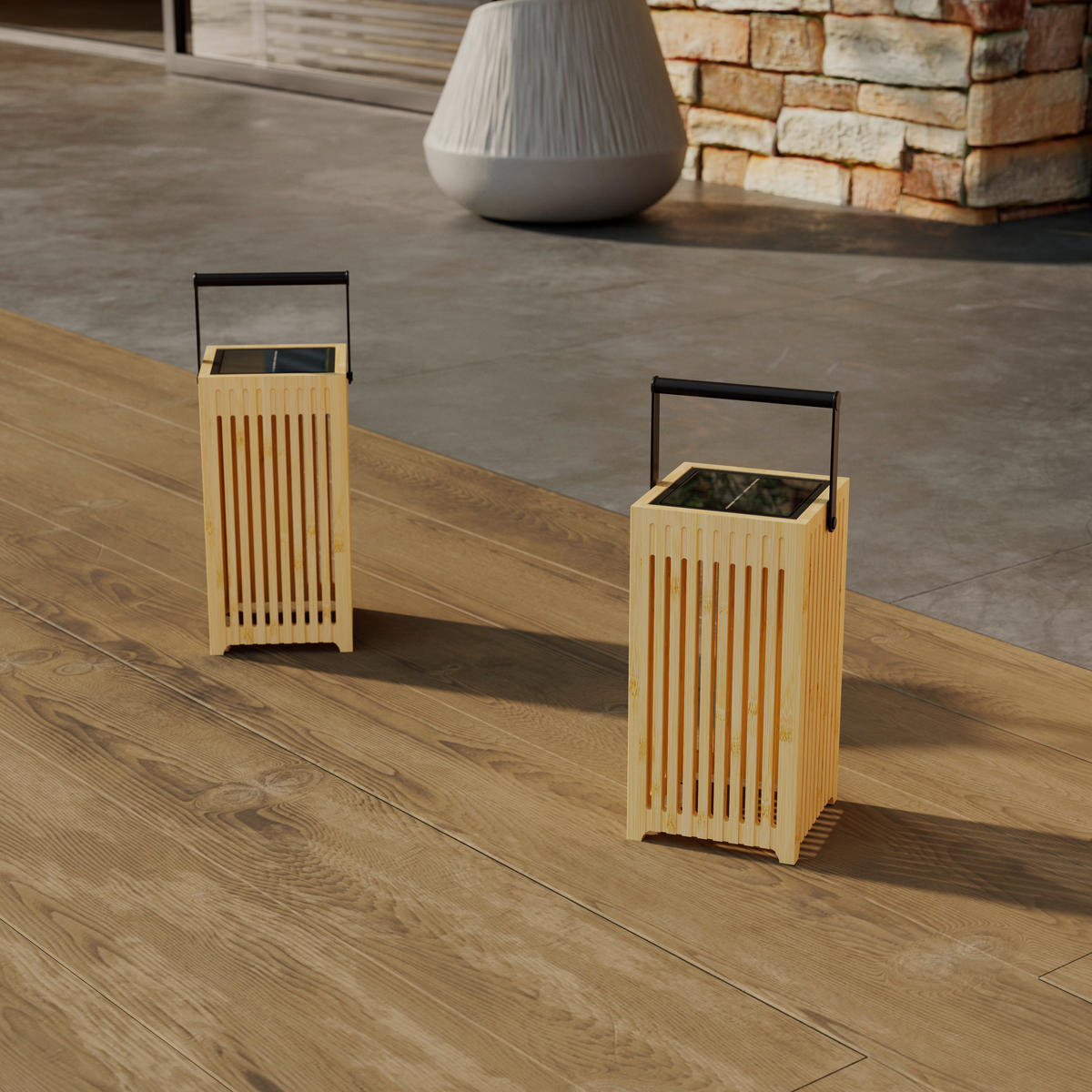 SOLARLEUCHTE - Schwarz, Design, Holz/Kunststoff (12/12/24cm) - Ambia Garden