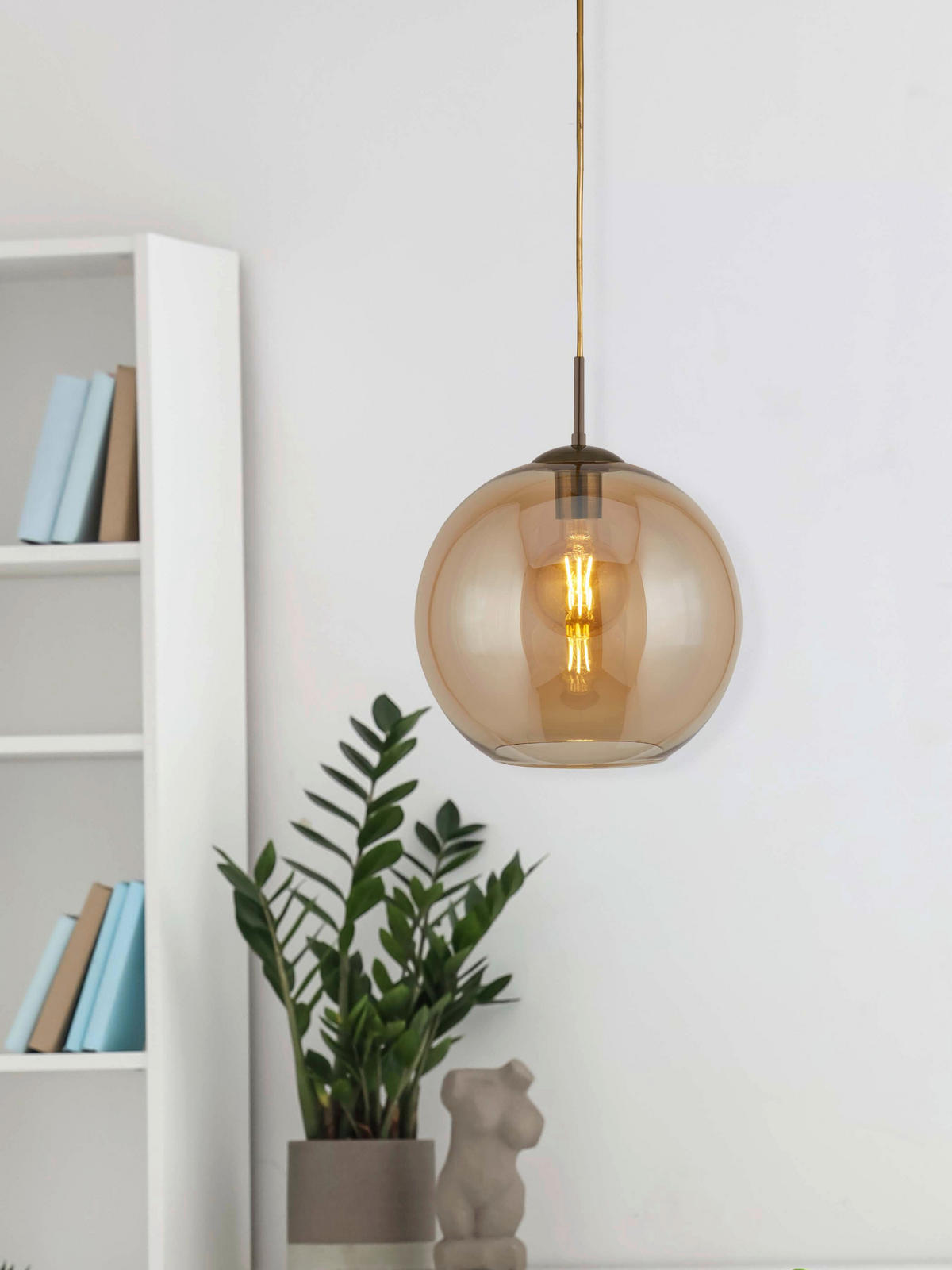 HÄNGELEUCHTE 25/120 cm  - Bernsteinfarben, Trend, Glas/Metall (25/120cm) - Searchlight
