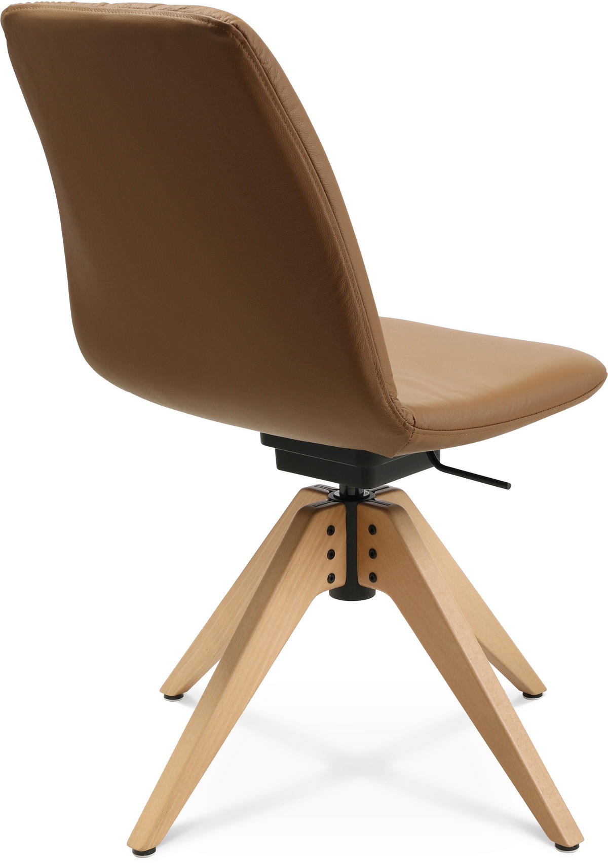 STUHL Echtleder Eichefarben, Cognac Buche Hartholz  - Eichefarben/Cognac, Design, Leder/Holz (46/82,5-85,25/55cm) - Johann Jakob