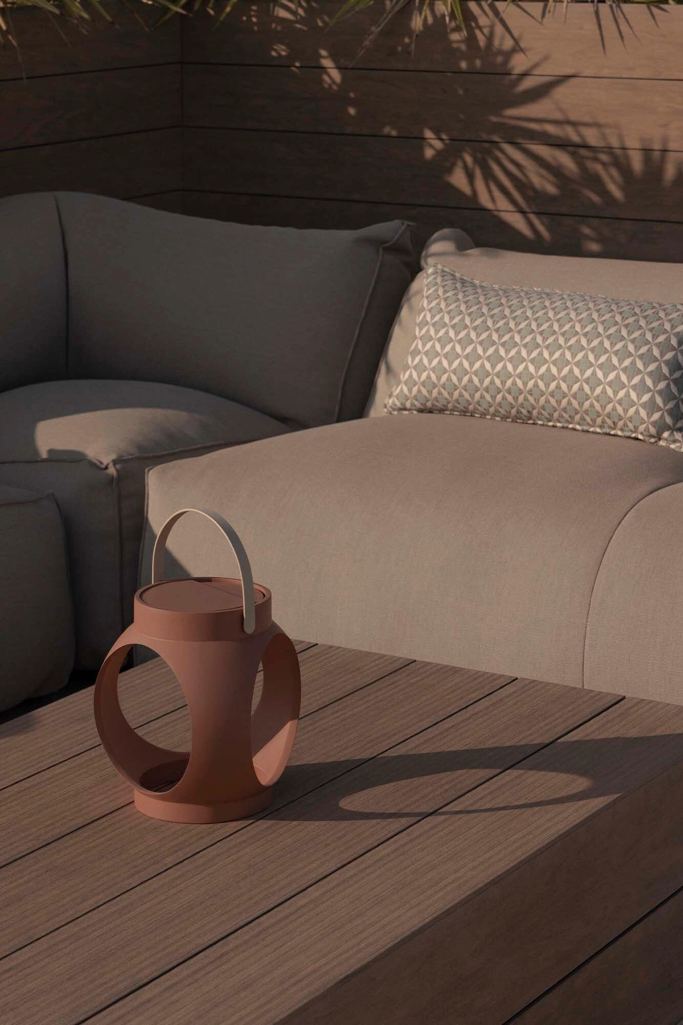 AKKU-TISCHLEUCHTE Candela 23/20/24 cm   - Terracotta, Design, Stein (23/20/24cm)