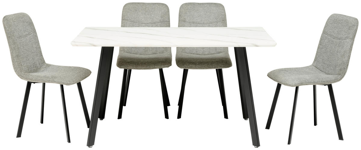 TISCHGRUPPE Metall, Textil, Holzwerkstoff Weiss, Hellgrau  - Weiss/Hellgrau, Konventionell, Holzwerkstoff/Textil (140/46/75/88/80/57cm) - MID.YOU