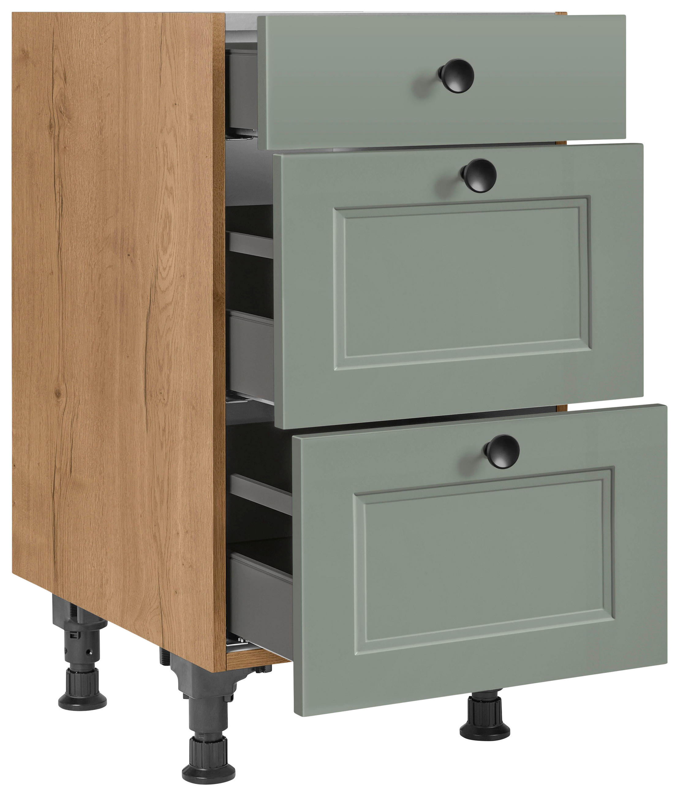 SCHUBKASTENUNTERSCHRANK 45/87/56 cm in Grün, Eichefarben - Eichefarben/Schwarz, MODERN, Holzwerkstoff/Metall (45/87/56cm) - Nobilia