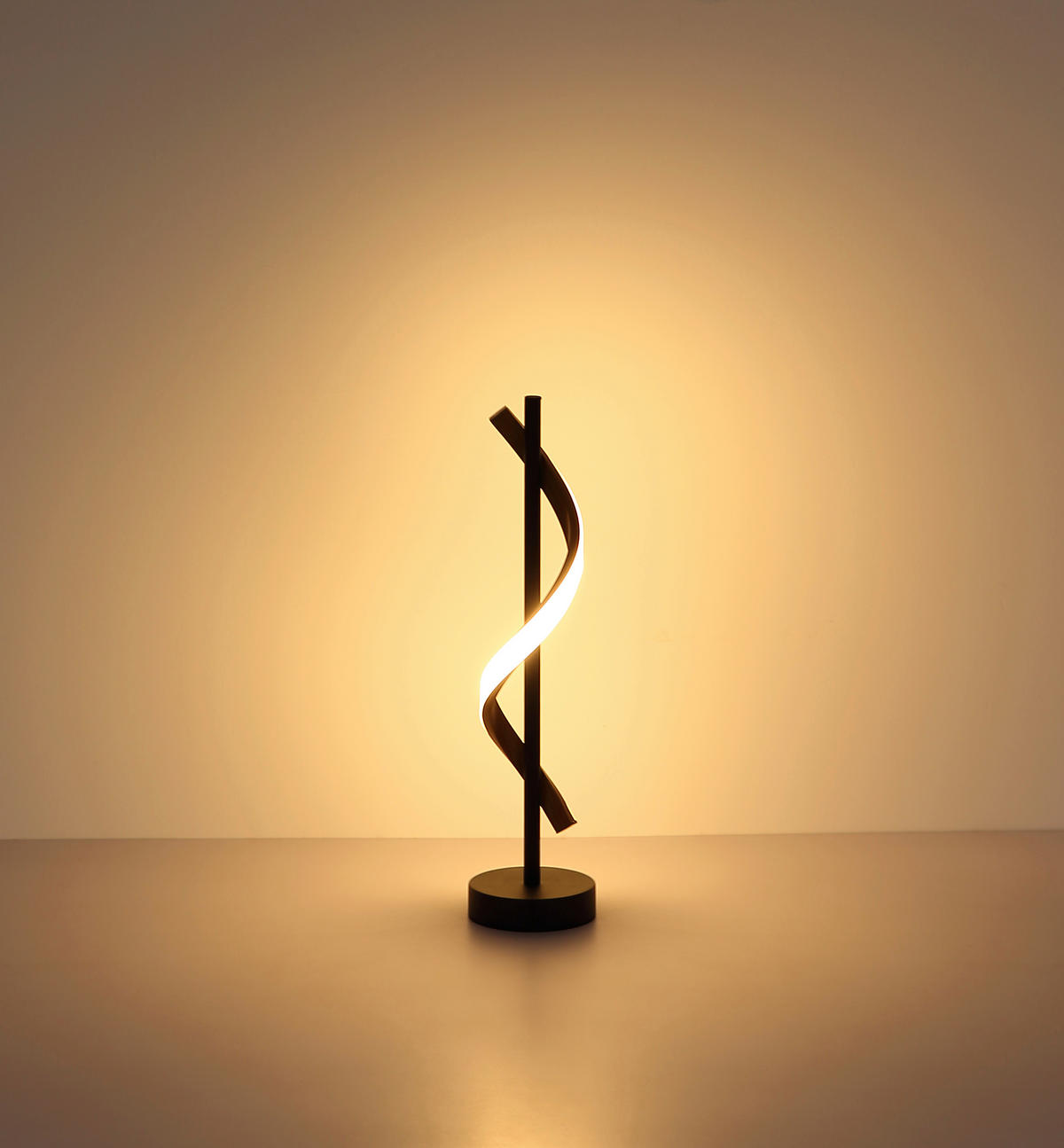LED-TISCHLEUCHTE 15,5/49,3 cm   - Schwarz/Braun, Design, Kunststoff/Metall (15,5/49,3cm) - Globo
