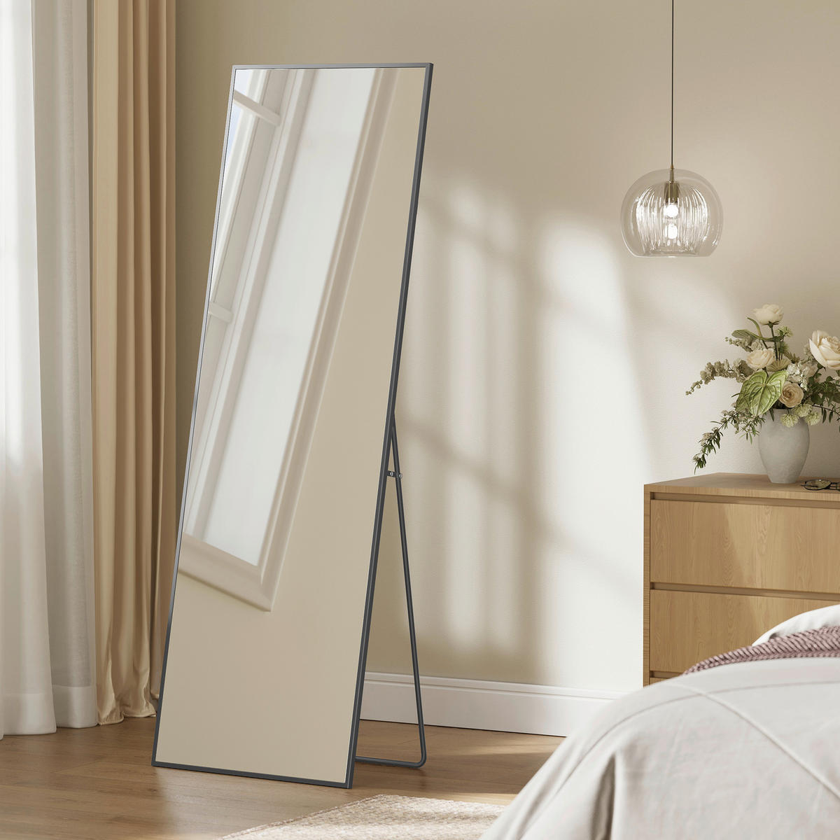 STANDSPIEGEL 50/160/33 cm, Schwarz  - Schwarz, Trend, Glas/Metall (50/160/33cm) - Boxxx