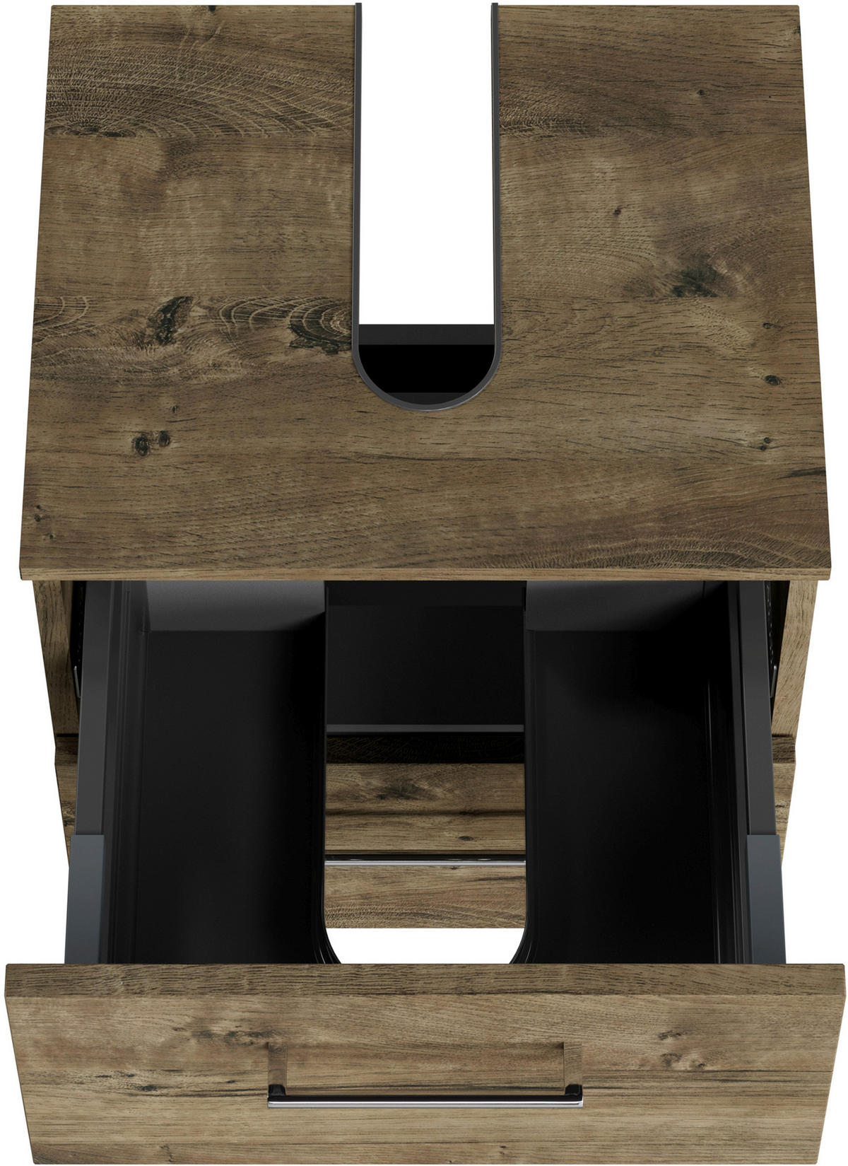 WASCHBECKENUNTERSCHRANK 45/49,8/38,3 cm  - Eiche dunkel/Chromfarben, KONVENTIONELL, Holzwerkstoff/Metall (45/49,8/38,3cm) - Sadena