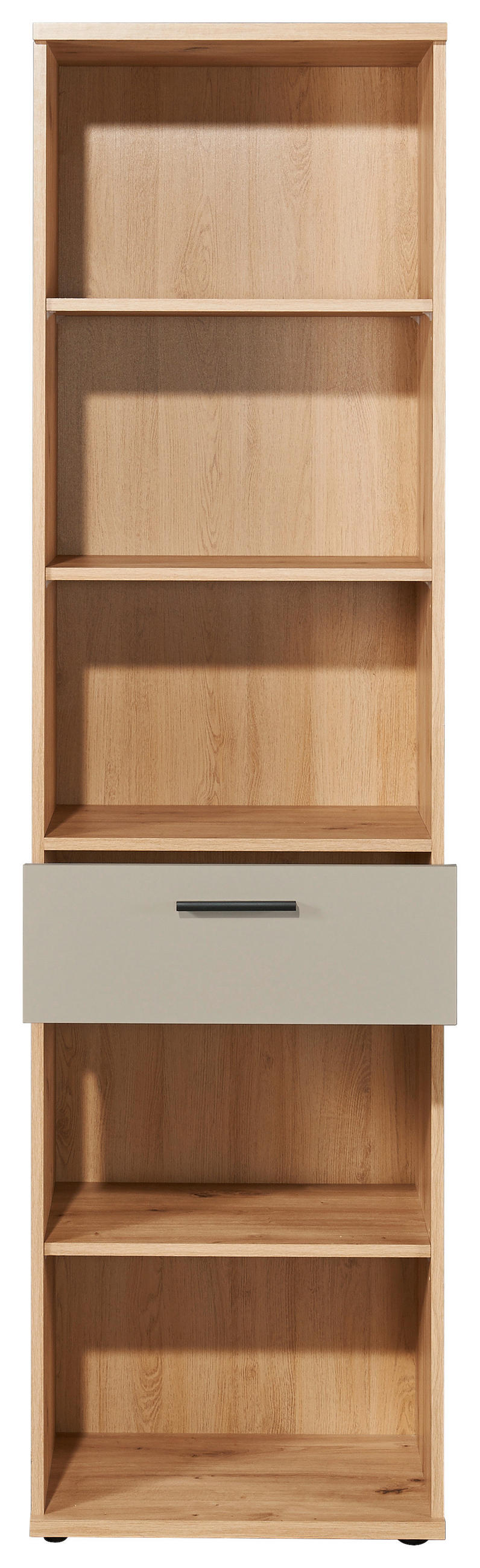 AKTENREGAL Kaschmir, Eiche Artisan  - Kaschmir/Schwarz, MODERN, Holzwerkstoff/Kunststoff (54/200/38cm) - MID.YOU