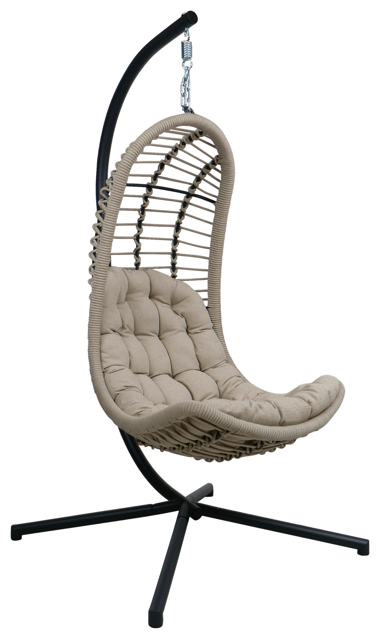HÄNGESESSEL 95/196/95 cm Stahl  - Sandfarben/Anthrazit, KONVENTIONELL, Textil/Metall (95/196/95cm)