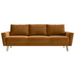 SCHLAFSOFA Samt Senfgelb  - Buchefarben/Senfgelb, KONVENTIONELL, Holz/Textil (225/91/99cm) - Carryhome