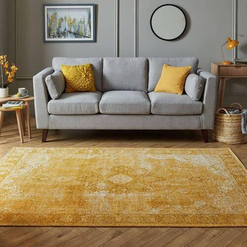 VINTAGE-TEPPICH 155/230 cm Manhattan Dunkelgelb  - Dunkelgelb, Basics, Textil (155/230cm) - Xora