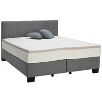 BOXSPRINGBETT 200/200 cm  in Platinfarben  - Platinfarben/Schwarz, Design, Kunststoff/Textil (200/200cm) - Hom`in
