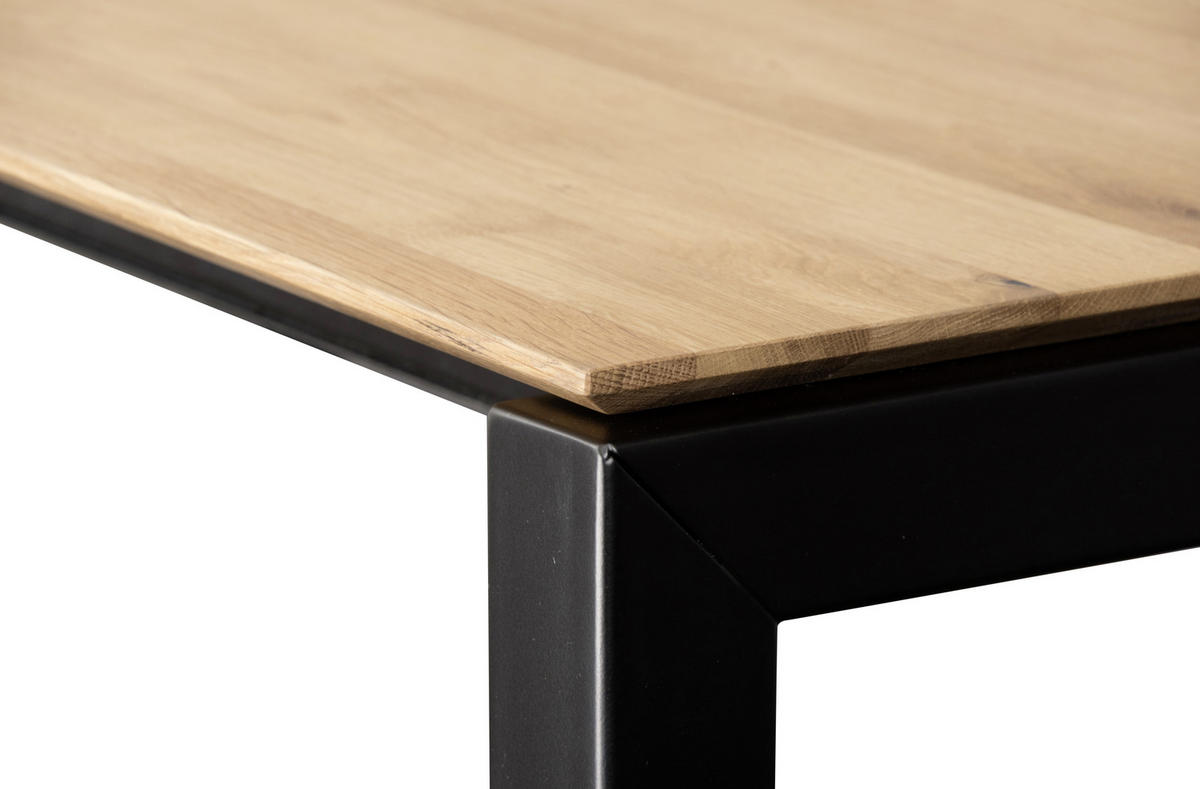 ESSTISCH in Holz, Metall 160-220/90/75 cm  - Eichefarben/Schwarz, Konventionell, Holz/Metall (160-220/90/75cm)
