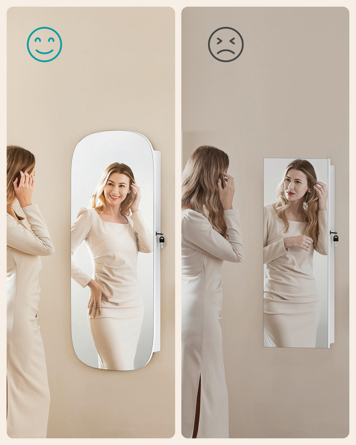 SCHMUCKSCHRANK 42/108/10 cm  - Weiß, LIFESTYLE, Glas/Holzwerkstoff (42/108/10cm)