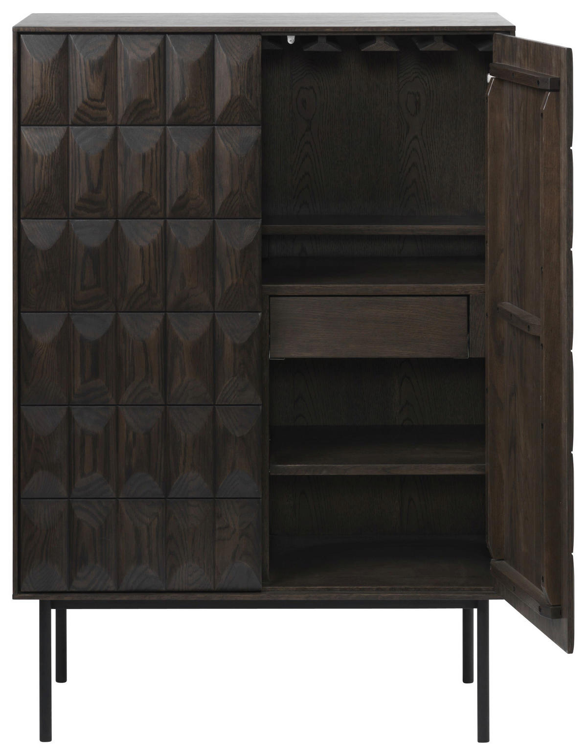HIGHBOARD Dunkelbraun  90/129/45 cm  - Dunkelbraun/Schwarz, Trend, Holzwerkstoff/Metall (90/129/45cm) - Novel