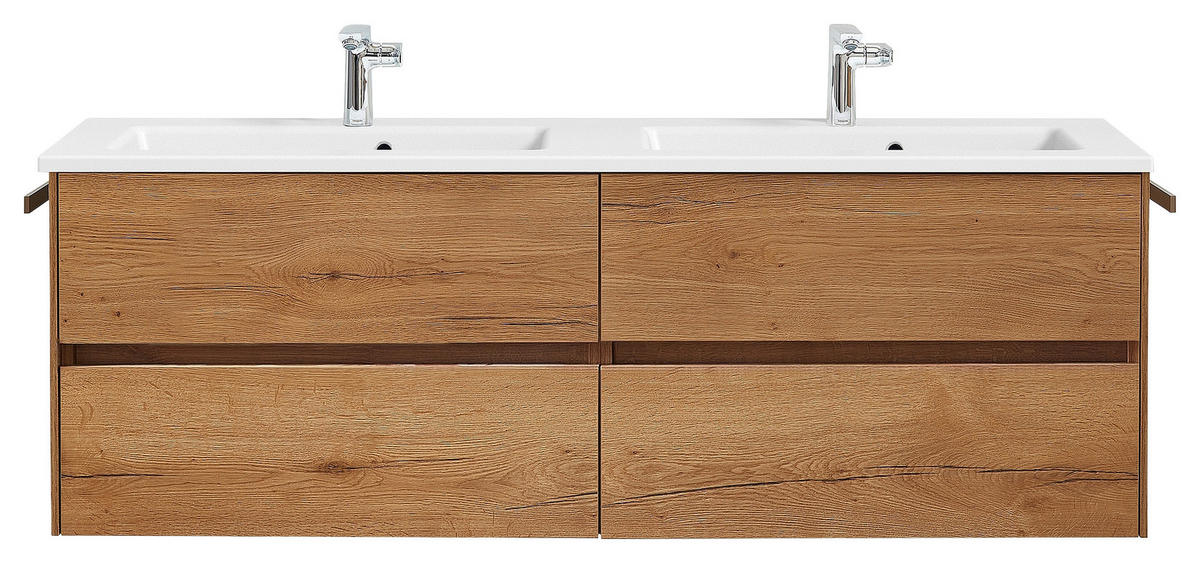 WASCHTISCHKOMBI 153 cm  - Eiche dunkel/Weiß, Design, Holzwerkstoff/Stein (153cm) - Sadena