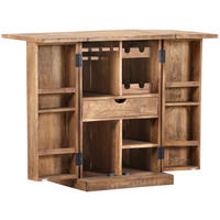 BAR Mangoholz massiv Schwarz, Naturfarben  - Schwarz/Naturfarben, LIFESTYLE, Holz/Metall (60/94/52cm) - Landscape