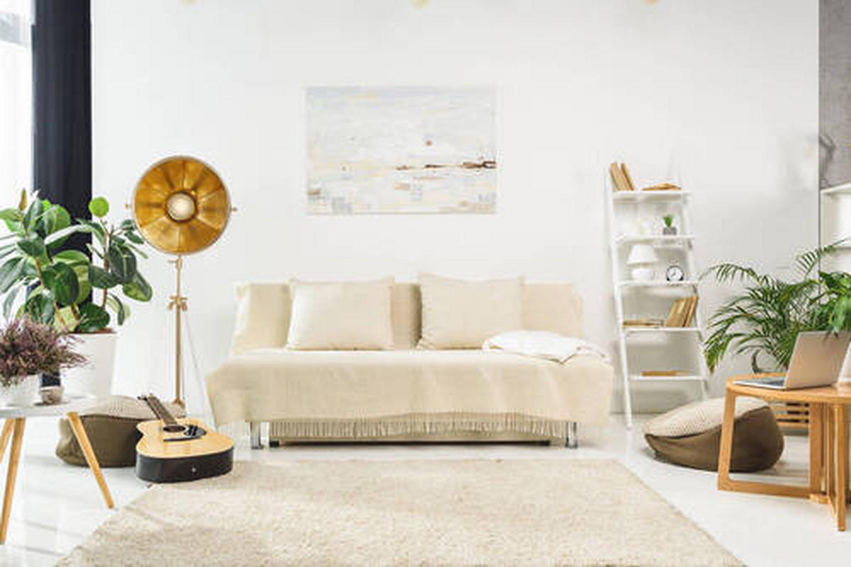 STEHLEUCHTE - Weiss/Beige, Trend, Kunststoff/Textil (57/157/53cm) - Kayoom