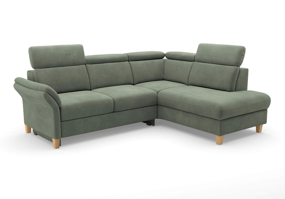 ECKSOFA GLENDALE E Dunkelgrün Flachgewebe  - Dunkelgrün/Eichefarben, KONVENTIONELL, Holz/Textil (247/193cm) - Sit & More