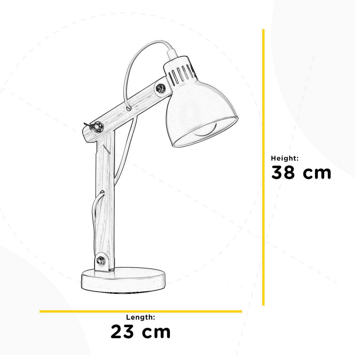 TISCHLEUCHTE 23/38 cm   - Weiß/Grau, Basics, Holz/Kunststoff (23/38cm)