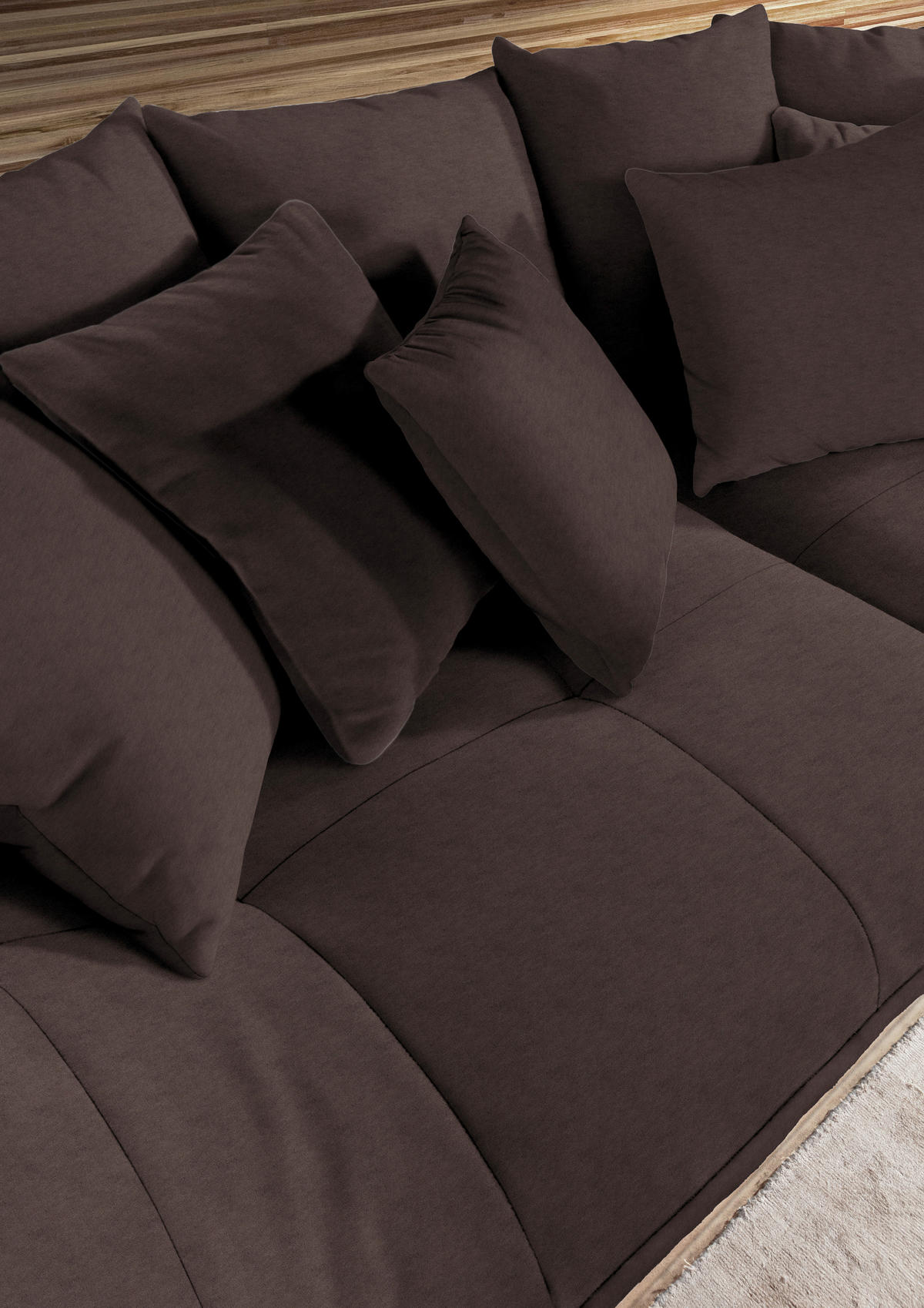 BIG SOFFA i flatväv mörkbrun  - svart/mörkbrun, Design, metall/textil (275/80/123cm) - MID.YOU