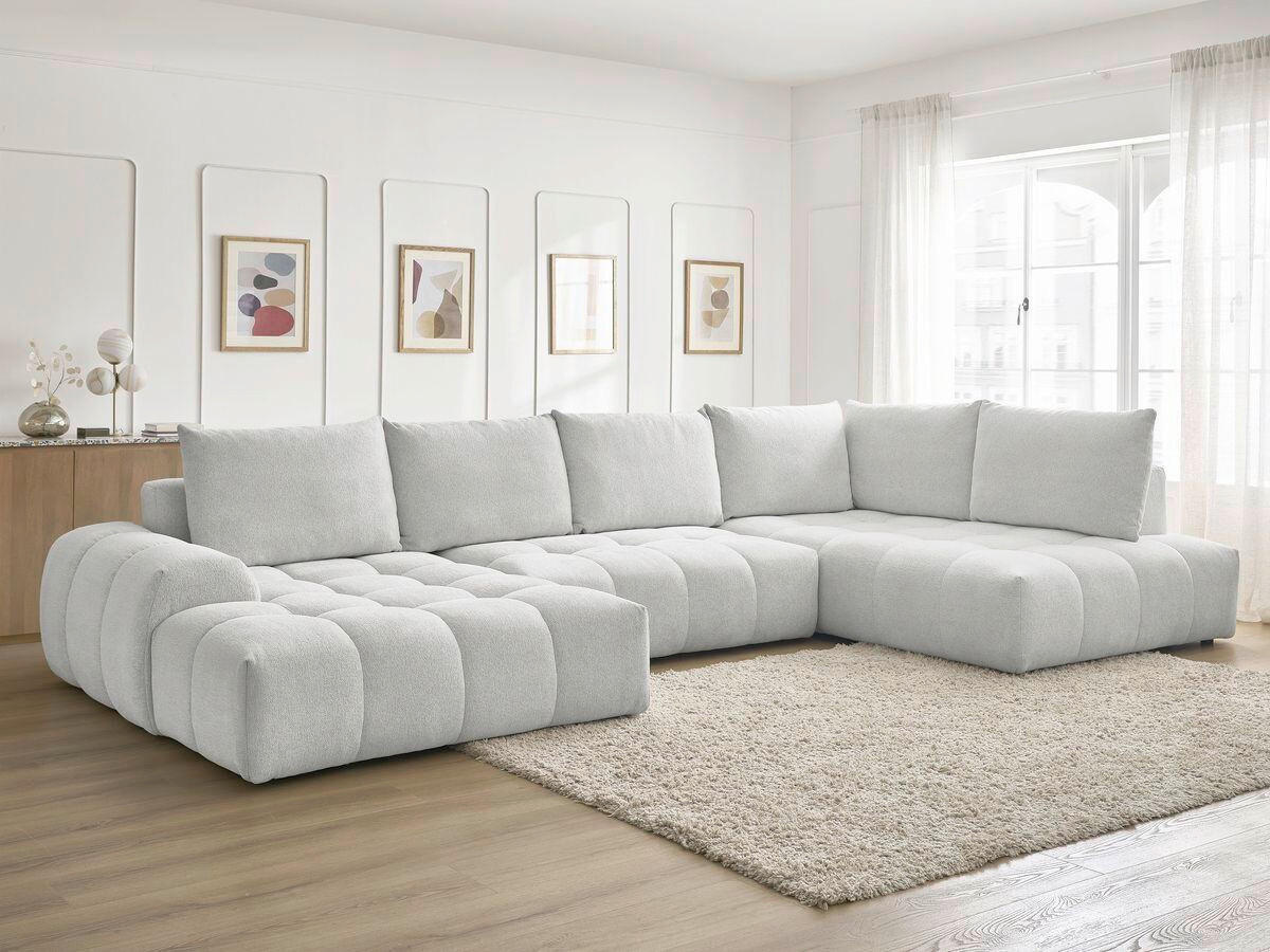 ECKSCHLAFSOFA EVEREST  mit Rücken echt, Armteil links, Armteil rechts Flachgewebe Hellgrau  - Hellgrau/Schwarz, MODERN, Kunststoff/Textil (198/423/212cm)