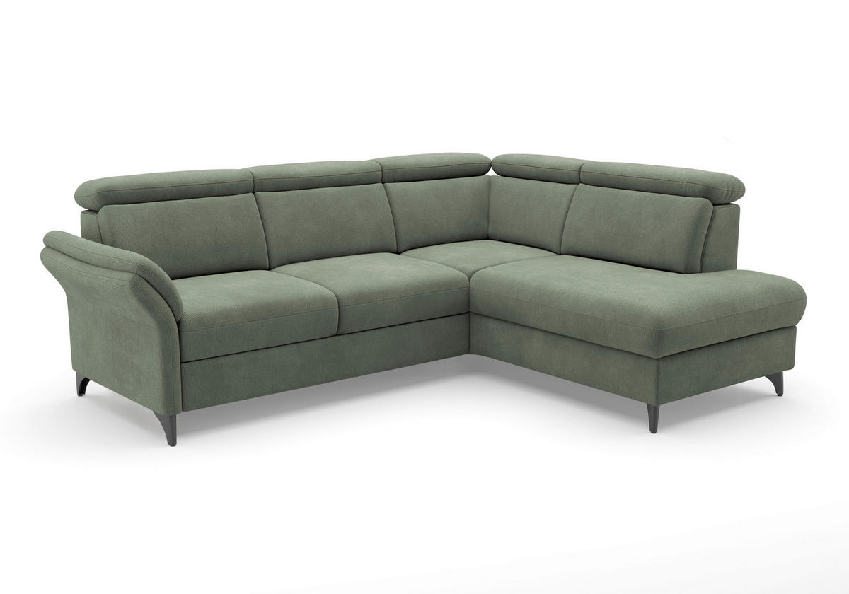 ECKSOFA Flachgewebe Dunkelgrün  - Dunkelgrün/Schwarz, Konventionell, Textil/Metall (247/193cm) - Sit & More
