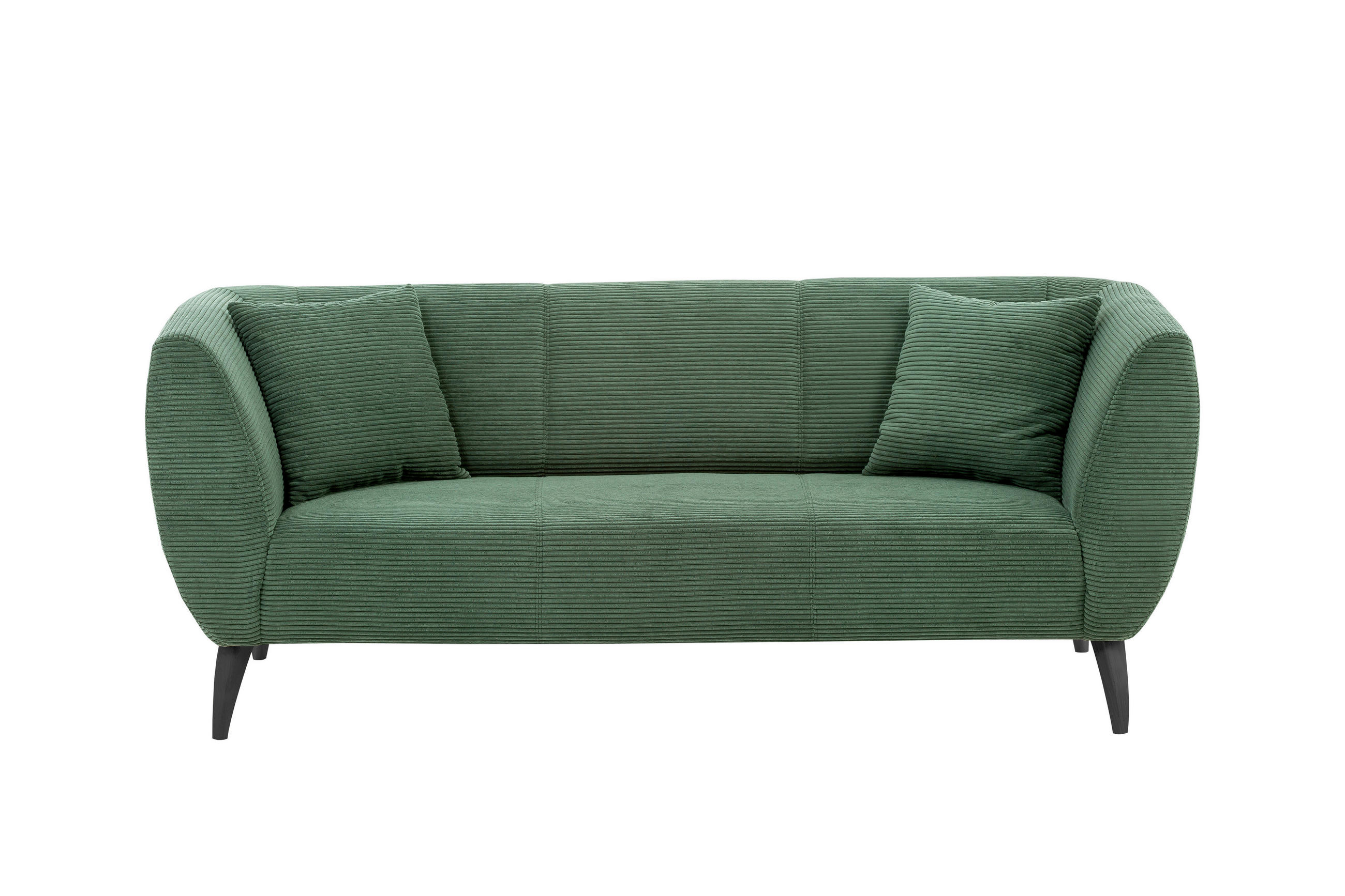 3-SITZER-SOFA Cord Grün  - Schwarz/Grau, Modern, Holz/Textil (208/83/88cm) - MID.YOU