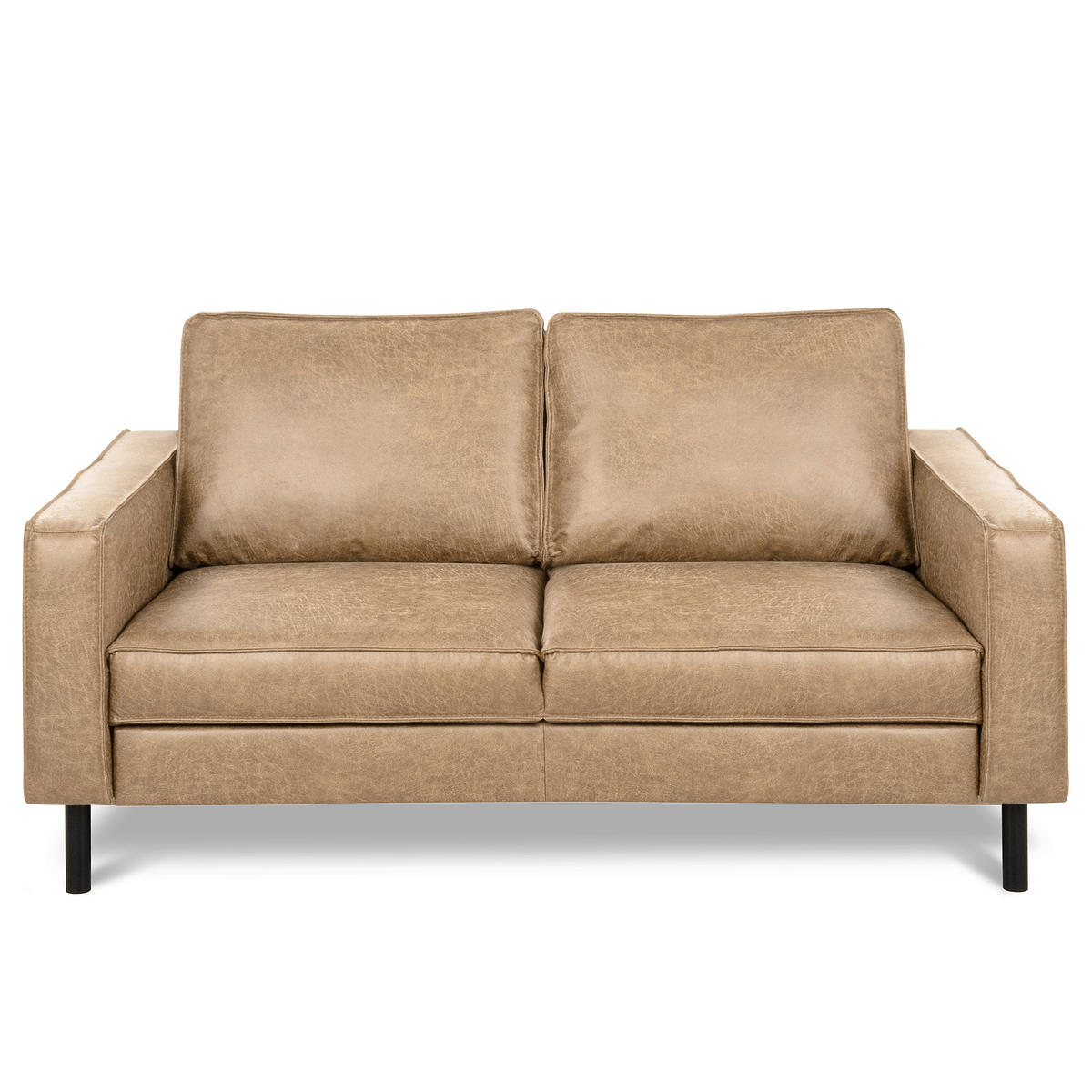 2-SITZER-SOFA Sandfarben Echtleder Lederlook  - Sandfarben, Design, Leder/Textil (148/85/92cm) - Livetastic