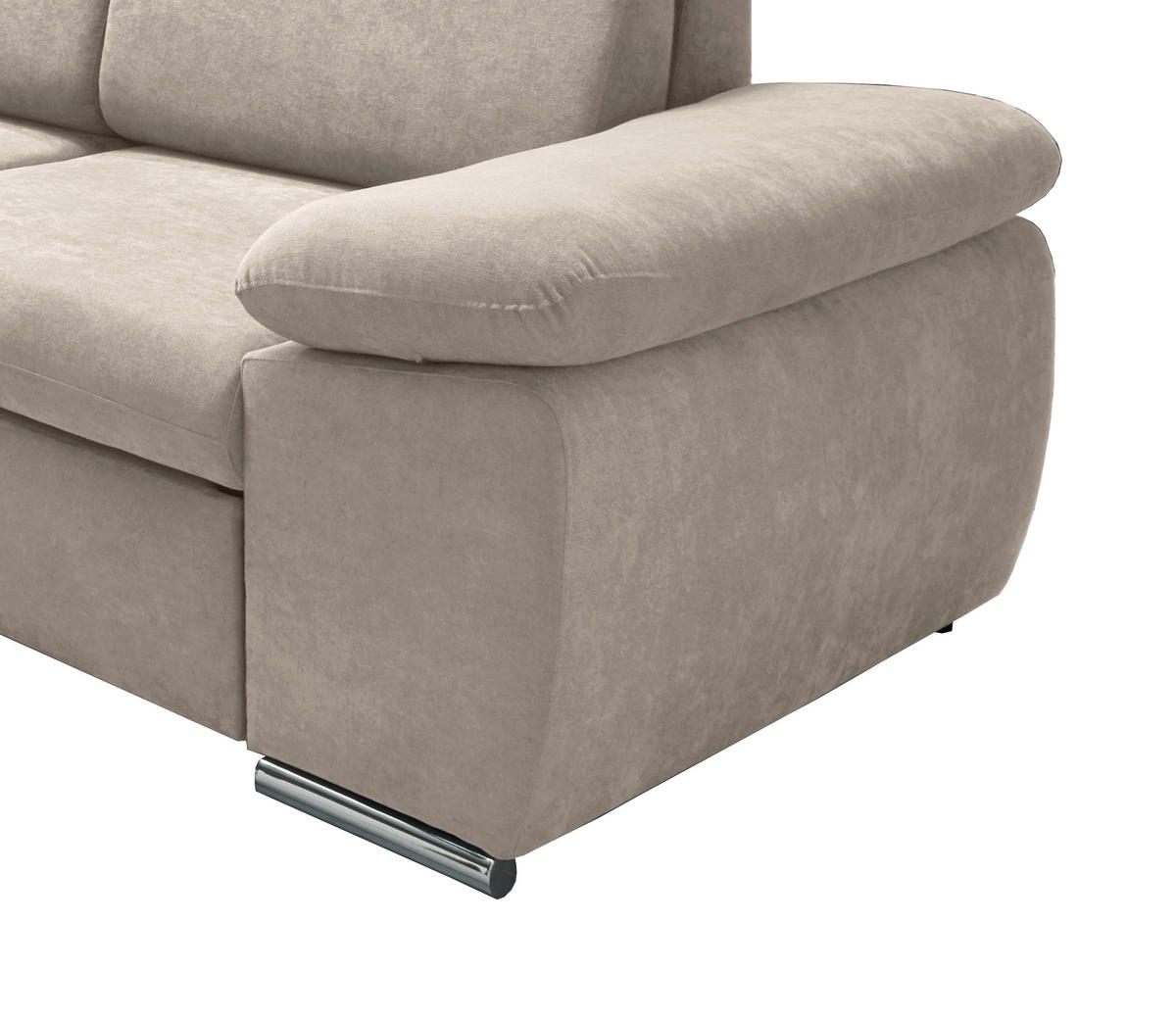 ECKSOFA in Mikrofaser Creme  - Chromfarben/Creme, Design, Textil/Metall (228/283cm) - Livetastic