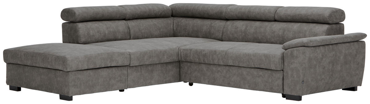 ECKSOFA in Lederlook Grau  - Schwarz/Grau, Design, Kunststoff/Textil (230/263cm) - Hom`in